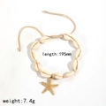 Bracciale regolabile con conchiglie e ciondolo a stella marina dorata per vacanze - Bracciale Intrecciato Con Conchiglia e Stella Marina (TB5131)