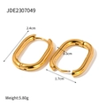 Polished golden oval stainless steel hoop earrings with minimalist geometric design - Oval Shape (JDE2307049)