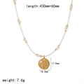 Detailed size view of sea turtle shell necklace with starfish pendant and shell pearls - Round Plate Style (TN3551)
