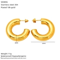 Makro-Detail von 30mm goldenen C-Ohrringen mit technischen Maßen und Materialangaben - 30MM Dicke Röhre C-Form Creolen (SE089-8MM-30MM)