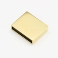 Men's leather bracelet featuring a polished rectangle gold stainless steel slider clasp - Wide Blank Accessory / Gold