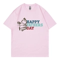 Pink oversized t-shirt with Happy Fathers Day text and tools graphic for men - XS / Pink (Father's Day Tools)