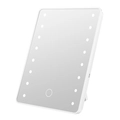 White 16 LED tabletop makeup mirror with touch sensor and Micro-USB charging port - 16 LED Beads / White Folding Style