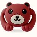 Red bear shaped silicone baby pacifier with two handles for easy grip and safe teething - Brown Bear
