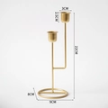 Modern gold double-head metal candle holder with size dimensions in cm for table decor - Hollow Base 2-Head-Gold
