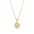 18K gold plated stainless steel necklace with letter N pendant and zircon crystals - Letter N