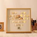 DIY hartvormige schelpen fotolijst met warme LED-verlichting en natuurlijke schelpen - DIY-kit (Frame+Schelpen+Lichtjes+Lijm) / Natuurlijke houtkleur