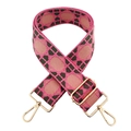 Tracolla larga regolabile in jacquard con motivi geometrici intrecciati rosa e verdi - Rosa Scuro Verde Militare
