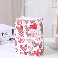Medium paper gift bag with red pink heart patterns and white rope handles for Valentine - NF-Y169/Heart Pattern / Small (15x8x21cm)