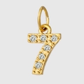 Gold number 7 pendant with micro-paved zircons and polished stainless steel finish - Number 7
