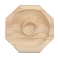 Macro view of octagonal solid pine wood display tray with dual round inner grooves - Solid Wood / Octagon Pine (9.5x1.5cm)