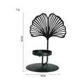 Nordic black metal candle holder with ginkgo leaf design, 15cm height table ornament - Ginkgo / Black