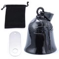 Black motorcycle guardian bell pendant with cross relief and velvet pouch - Black Set (Incl. Tag/Bag)