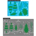 Green Christmas tree and snowflake static window stickers set for festive glass decoration - XC025