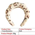 Plush leopard print sponge headband in cream, 17x18x4cm thick spa hair accessory - 6-flannel Beige Leopard Print Headband