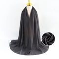 Elegant solid black pearl chiffon hijab scarf for women made of lightweight bubble fabric - Black