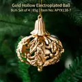 Set of 4 golden hollow Christmas balls 8cm electroplated ornaments for Xmas tree - Gold Onion/Drop Shape (4 Pack)