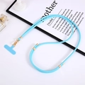 Adjustable sky blue braided nylon crossbody phone lanyard with golden metal hooks - Sky Blue