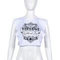 Close-up of white cropped tank top with vintage Brooklyn and New York lettering print - XL / White