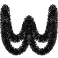 Glossy black metallic tinsel garland decoration in a letter W shape for parties - 5 Meters / Black Tinsel