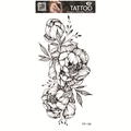Waterproof temporary tattoo sticker with black and white peony flower design, model FF-138 - Black and White Peony (FF-138)