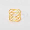 Minimalist double cross hollow ring for women in polished golden stainless steel finish - US 9 / Gold