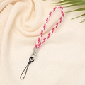 Minimalist red and white braided wrist strap with metal clasp for mobile phones - Rose Red