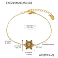 Technische Grafik des Zirkon-Schneeflocken-Armbands aus vergoldetem Edelstahl mit Maßen - Goldenes Buntes Schneeflocken-Armband (TXE219)