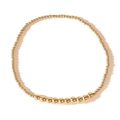 Fashionable gold beaded bracelet with hematite cross charm on a clean white background - Gradient Bead Style (QT-B24062402A)