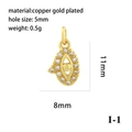 18K gold plated copper Hamsa Hand charm with evil eye and sparkling zircon stones - Gold Evil Eye Hamsa I-1