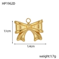 Dimensions détaillées du pendentif papillon doré : 1,1 cm de hauteur et 1,4 cm de largeur - Nœud Doré Poli (HP1962D)