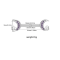 Silver crescent moon nipple ring featuring purple zircons and white faux pearls - Purple Moon Artificial Pearl Style (24062001-4) / 1.6mmx14mm