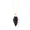 Collier avec pendentif flèche en cristal noir, bordure dorée et fine chaîne en or - Bord Doré Flèche Noire (21*45mm) - Pendentif Uniquement