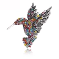 Spilla colibrì vintage in argento con strass colorati e ali finemente dettagliate - Multicolore