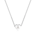 Collana con pendente a cuore d'argento e lettera A incisa su una sottile catena a maglie - Lettera A / Argento