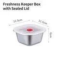 Small stainless steel food storage container with a transparent lid and red air valve - 201 Stainless Steel / Sealed Lid Single / Square Small/Sealed Lid