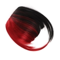 Synthetic hair fringe extensions with sideburns in black and red ombre finish - Black + Red