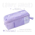 Large capacity prism pencil case in purple nylon with 80x200x80mm portable design - Lavender