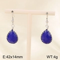 Boucles d'oreilles gouttes en verre bleu foncé avec crochets en acier inoxydable chic - Argent Violet