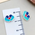 Perles cloisonnées nuage de bon augure avec émail bleu et rouge pour bijoux DIY - Petit (22437)