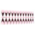 Set da 24 unghie finte lunghe a mandorla rosso scuro e rosa con texture 3D a onde - Stile Rilievo 3D French (Su striscia) / 24 Pezzi/Striscia