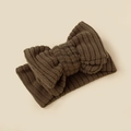 Brown ribbed knit baby headband with a soft plush oversized bow for infants - 17*8.5cm / Dark Brown