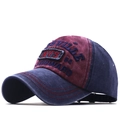 Berretto da baseball vintage NYS ricamato in tela lavata blu navy e bordeaux - L (58-60cm) / Borgogna