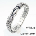 Pulsera para hombre de acero de titanio trenzado plateado con cierre de metal, 12mm - Color Acero