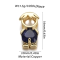 Detailed macro view of 16mm copper cartoon pendant with a blue heart zircon stone - Little Boy - Blue Heart