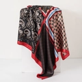 Satin leopard print silk square headscarf featuring classic red paisley pattern - Paisley Collage (No.38)