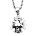 Silver skull cross pendant on twisted chain made of durable stainless steel - Cross Skull (KP31816-D)