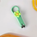 Cute green floral cartoon nail clipper with stainless steel blade and plastic handle - Green Flower