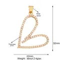 Gold-plated heart pendant with micro-paved cubic zirconia and openwork design - Pave Hollow Heart / Gold