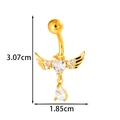 Gold-plated belly ring with micro-paved zircon wings and a teardrop-shaped gemstone - Wings Heart Water Drop - Gold (0198-8#金)